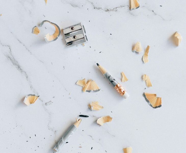 Pencils and pencil shavings