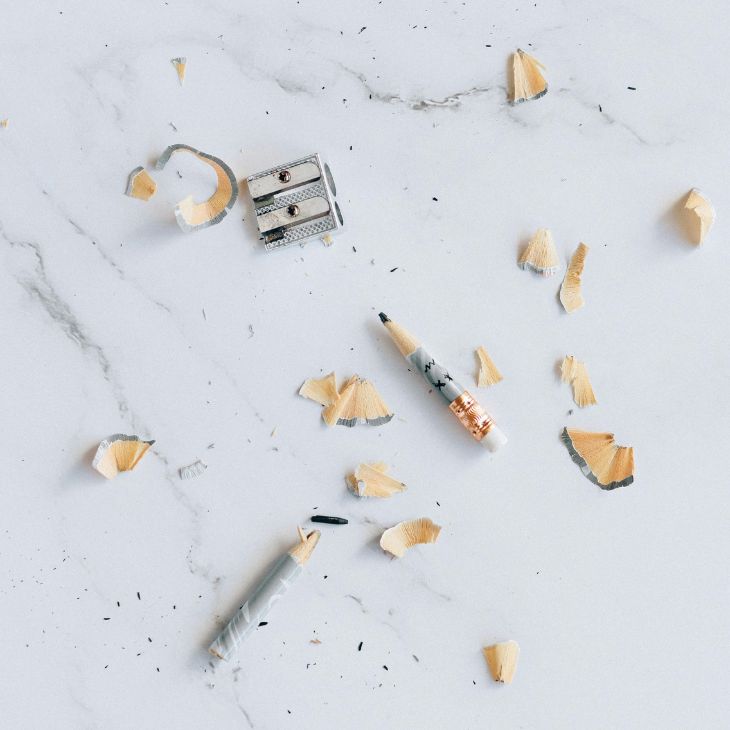 Pencils and pencil shavings