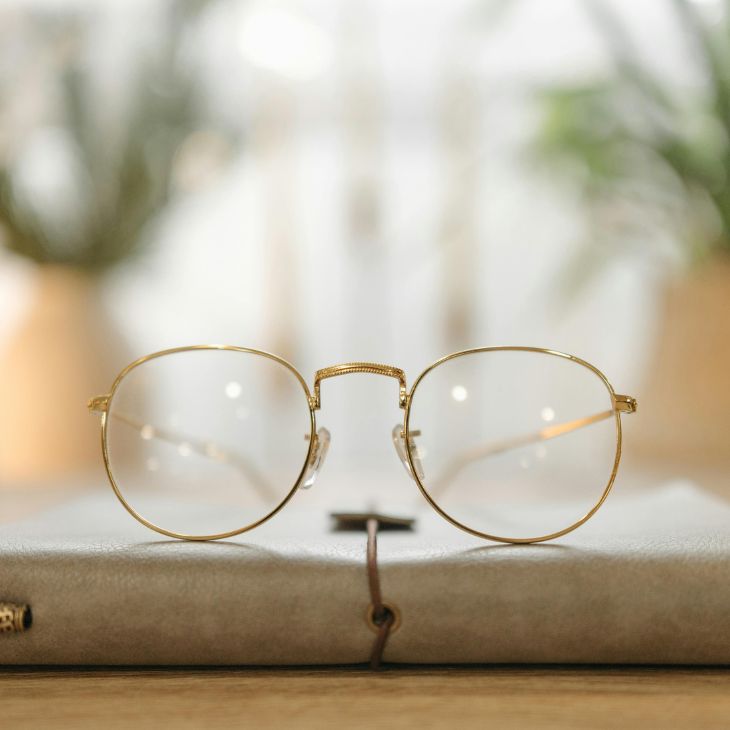 glasses on notebook